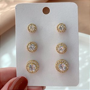 BRINCO KIT REDONDO CRAVEJADOS EM ZIRCÔNIAS BIJU