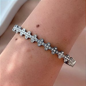 PULSEIRA / BRACELETE MINI TREVOS ZIRCÔNIAS AÇO 316L⭐️