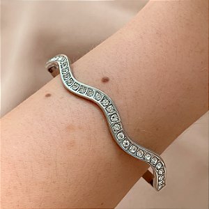 PULSEIRA / BRACELETE ONDULADO ZIRCÔNIAS AÇO 316L⭐️