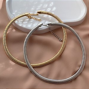 COLAR ARO ACHATADO RISCADO BIJU