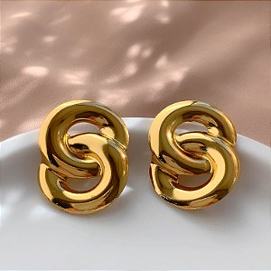BRINCO CÍRCULOS ENTRELAÇADOS DOURADO AÇO 316L⭐️