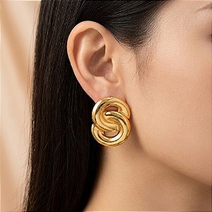 BRINCO CÍRCULOS ENTRELAÇADOS DOURADO AÇO 316L⭐️
