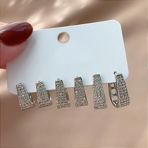 BRINCO KIT ARGOLAS CRAVEJADOS COM ZIRCÔNIAS MARIA BIJU