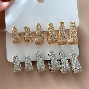 BRINCO KIT ARGOLAS CRAVEJADOS COM ZIRCÔNIAS MARIA BIJU