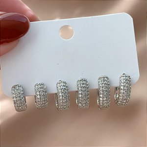 BRINCO KIT ARGOLAS CRAVEJADOS COM ZIRCÔNIAS GABI BIJU