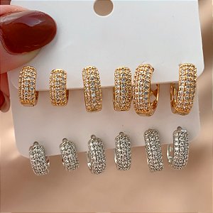 BRINCO KIT ARGOLAS CRAVEJADOS COM ZIRCÔNIAS GABI BIJU