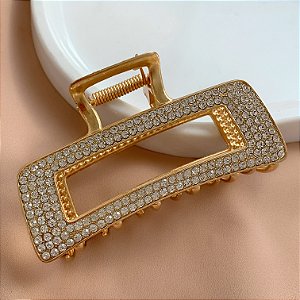 PRESILHA UNITÁRIA G RETANGULAR VAZADA STRASS BIJU