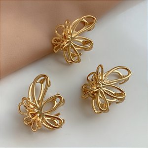 KIT MINI PRESILHAS PÉTALAS METAL DOURADO BIJU