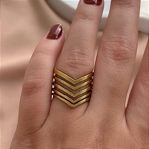 ANEL 5 FIOS PONTIAGUDOS DOURADO AÇO 316L⭐️