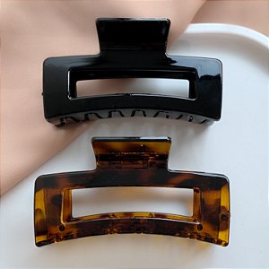 PRESILHA RETANGULAR ACRÍLICO CORES NEUTRAS BIJU