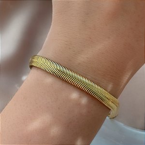 PULSEIRA CORRENTE COBRA LARGA DOURADO AÇO 316L⭐️
