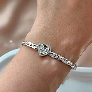 PULSEIRA CORRENTE DETALHADA COM CORAÇÃO ZIRCÔNIA AÇO 316L⭐️