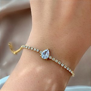 PULSEIRA MINI RIVIERAS GOTA ZIRCÔNIA DOURADO AÇO 316L⭐️