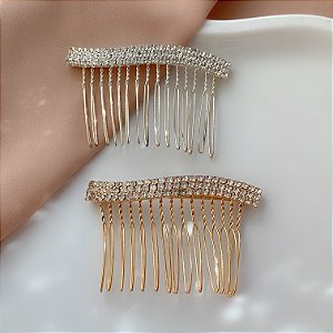 PRESILHA UNITÁRIA PENTE FILEIRAS DE STRASS BIJU