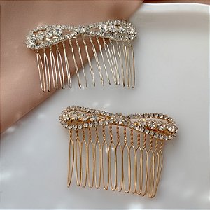 PRESILHA UNITÁRIA PENTE LAÇO DE STRASS BIJU