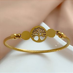 PULSEIRA/BRACELETE FIO TORCIDO ÁRVORE DA VIDA DOURADO AÇO 316L⭐️