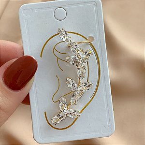 BRINCO UNITÁRIO EAR CUFF FLORZINHAS EM ZIRCÔNIAS BIJU