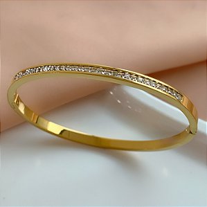 PULSEIRA/BRACELETE FIO ZIRCÔNIA QUADRADINHO DOURADO AÇO 316L⭐️
