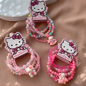KIT DE PULSEIRAS DE MIÇANGAS GATINHA HELLO BIJU