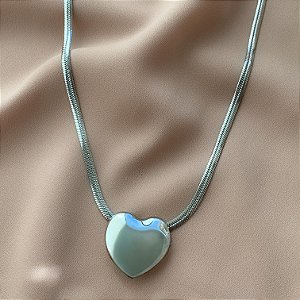 COLAR COBRA PINGENTE CORAÇÃO G LISO AÇO 316L⭐️