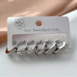 BRINCO KIT ARGOLINHAS FIO ACHATADOS CRAVEJADAS AÇO 316L⭐️