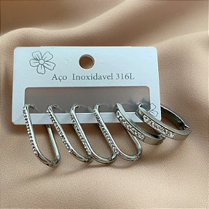 BRINCO KIT ARGOLINHAS RETANGULAR BOLEADA CRAVEJADAS AÇO 316L⭐️