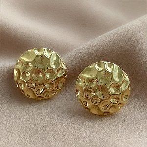 BRINCO BOLA MARTELADA DOURADO AÇO 316L⭐️