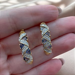 BRINCO MEIA ARGOLA AMETISTA COM DETALHE EM PRATA DOURADO AÇO 316L⭐️