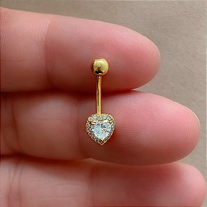 PIERCING UMBIGO PEDRA CORAÇÃO BORDA CRAVEJADA ZIRCÔNIAS 10MM HASTE AÇO 316L FOLHEADO A OURO 18K SEMIJOIA PARA ATUALIZAÇÃO⭐️
