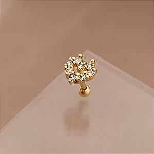 PIERCING TRÁGUS / CARTILAGEM CORAÇÃO BORDA ZIRCÔNIAS 6MM HASTE AÇO 316L FOLHEADO A OURO 18K SEMIJOIA PARA ATUALIZAÇÃO⭐️