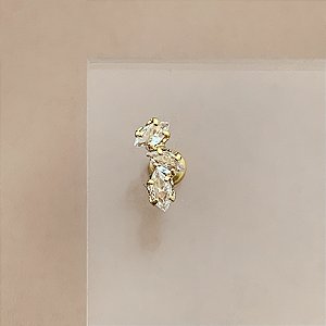 PIERCING TRÁGUS / CARTILAGEM DETALHE ZIRCÔNIAS 6MM HASTE AÇO 316L FOLHEADO A OURO 18K SEMIJOIA PARA ATUALIZAÇÃO⭐️