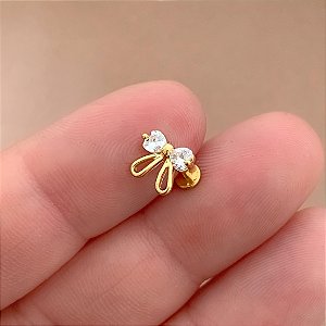 PIERCING TRÁGUS / CARTILAGEM LACINHO ZIRCÔNIAS 6MM HASTE AÇO 316L FOLHEADO A OURO 18K SEMIJOIA PARA ATUALIZAÇÃO⭐️
