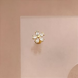 PIERCING TRÁGUS / CARTILAGEM FLOR PÉTALAS ZIRCÔNIAS 6MM HASTE AÇO 316L FOLHEADO A OURO 18K SEMIJOIA PARA ATUALIZAÇÃO⭐️