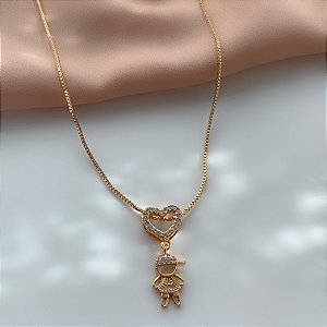 COLAR CORAÇÃO VAZADO MENINO ZIRCÔNIAS BIJU