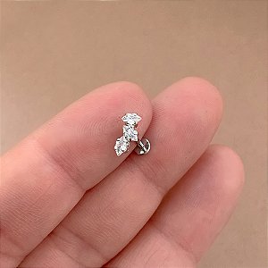 PIERCING TRÁGUS / CARTILAGEM DETALHE ZIRCÔNIAS 6MM HASTE AÇO 316L FOLHEADO A RÓDIO SEMIJOIA PARA ATUALIZAÇÃO⭐️