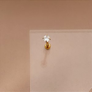 PIERCING TRÁGUS / CARTILAGEM PONTO DE LUZ ZIRCÔNIA 8MM HASTE AÇO 316L FOLHEADO A OURO 18K SEMIJOIA PARA ATUALIZAÇÃO⭐️