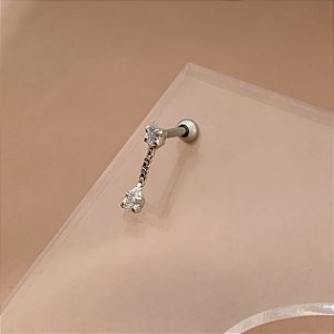 PIERCING TRÁGUS / CARTILAGEM PINGENTE DELICADO ZIRCÔNIAS 6MM HASTE AÇO 316L FOLHEADO A RÓDIO SEMIJOIA PARA ATUALIZAÇÃO⭐️