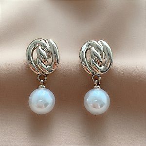 BRINCO ENTRELAÇADO COM PÉROLA PENDENTE AÇO 316L⭐️