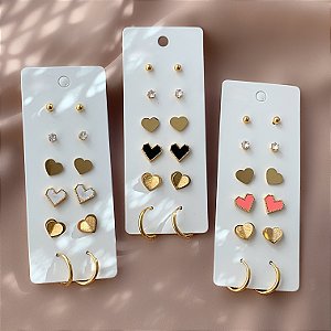 BRINCO KIT DIVERSOS CORAÇÕES, ARGOLINHA, BOLINHA E ZIRCÔNIA DOURADO AÇO 316L⭐️