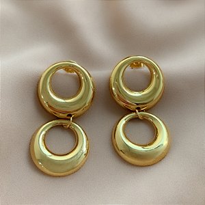 BRINCO CÍRCULOS BOLEADOS PENDENTES DOURADO AÇO 316L⭐️