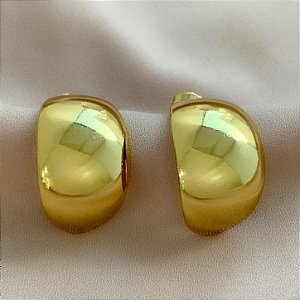 BRINCO MEIA LUA BOLEADA DOURADO AÇO 316L⭐️