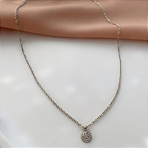 COLAR PINGENTE MINI CÍRCULO ZIRCÔNIAS AÇO 316L⭐️