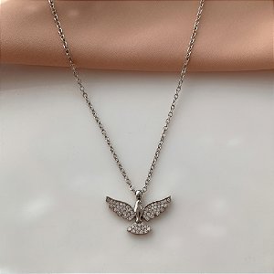 COLAR PINGENTE ESPÍRITO SANTO ZIRCÔNIAS AÇO 316L⭐️
