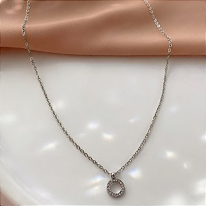 COLAR CÍRCULO VAZADO MINI ZIRCÔNIAS AÇO 316L⭐️