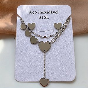 COLAR E BRINCO KIT CORAÇÃO PÊNDULO AÇO 316L⭐️