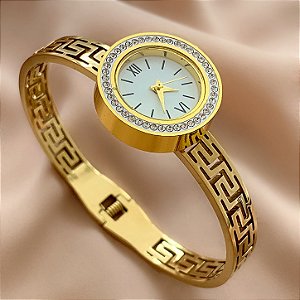 BRACELETE RELÓGIO LABIRINTO DOURADO AÇO 316L⭐️