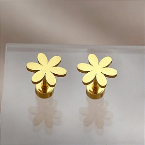 BRINCO FLORZINHA TARRAXA ROSCA DOURADO AÇO 316L⭐️
