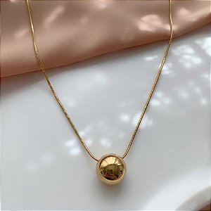 COLAR PINGENTE ESFERA CLÁSSICA LISA DOURADO AÇO 316L⭐️