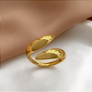 ANEL REGULÁVEL FIO LISO ABERTO DOURADO AÇO 316L⭐️