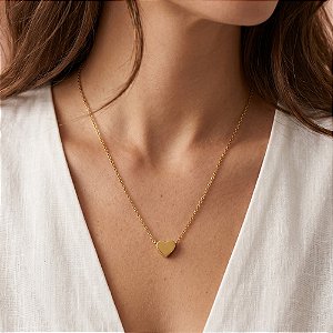 COLAR PINGENTE CORAÇÃOZINHO DOURADO AÇO 316L⭐️